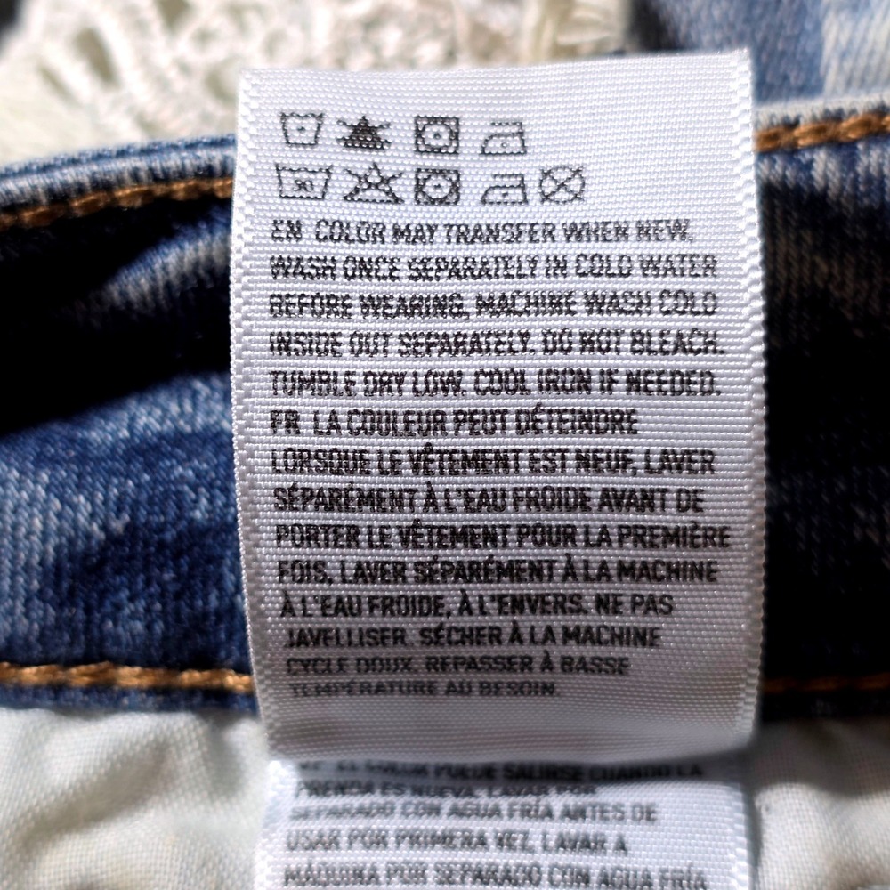 American Eagle Midi Denim Shorts Womens 00 Blue Good Distressed Lace Next Level - Picture 9 of 10
